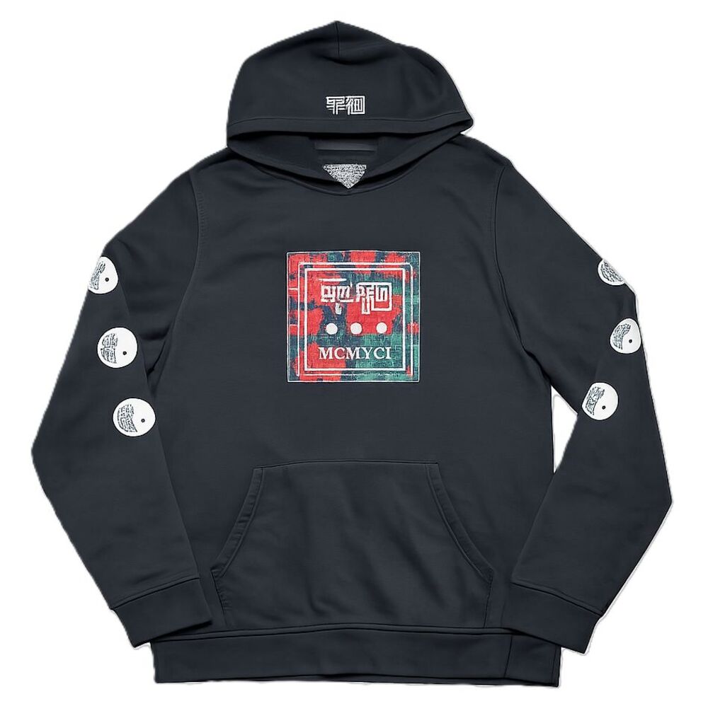 Brooklyn Cloth Hoodie XL Black Floral Graphic Kanji Streetwear Mens
